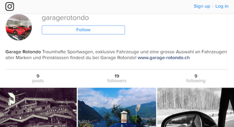 Garage Rotondo auf Instagram und Facebook